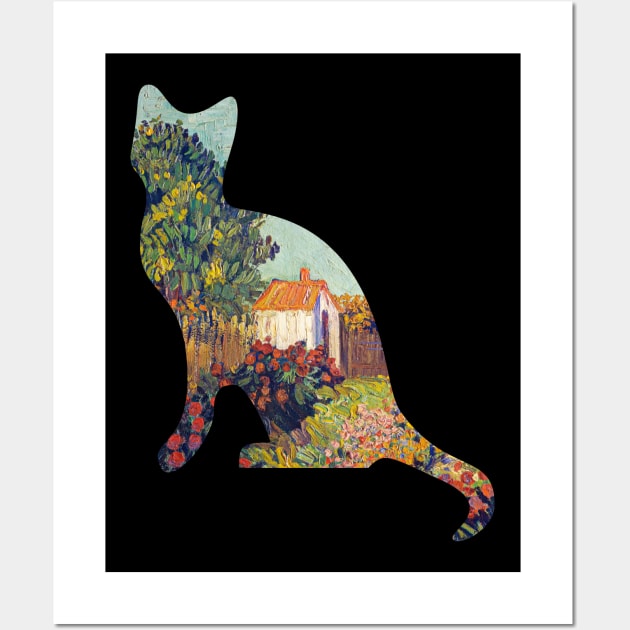 Cat Van Gogh Landscape Wall Art by pixelatedidea